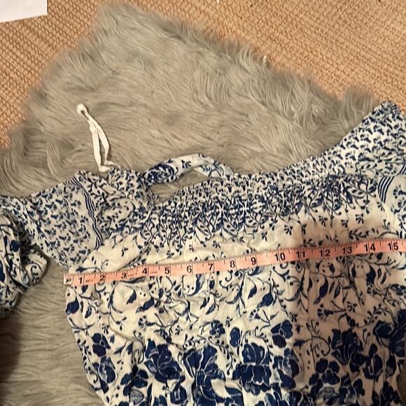 Anthropologie - White Blue Floral Romper/Jumpsuit - Picture 7 of 7